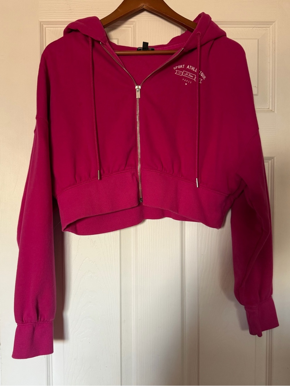 Cropped Fuchsia Zip Hoodie with Hood